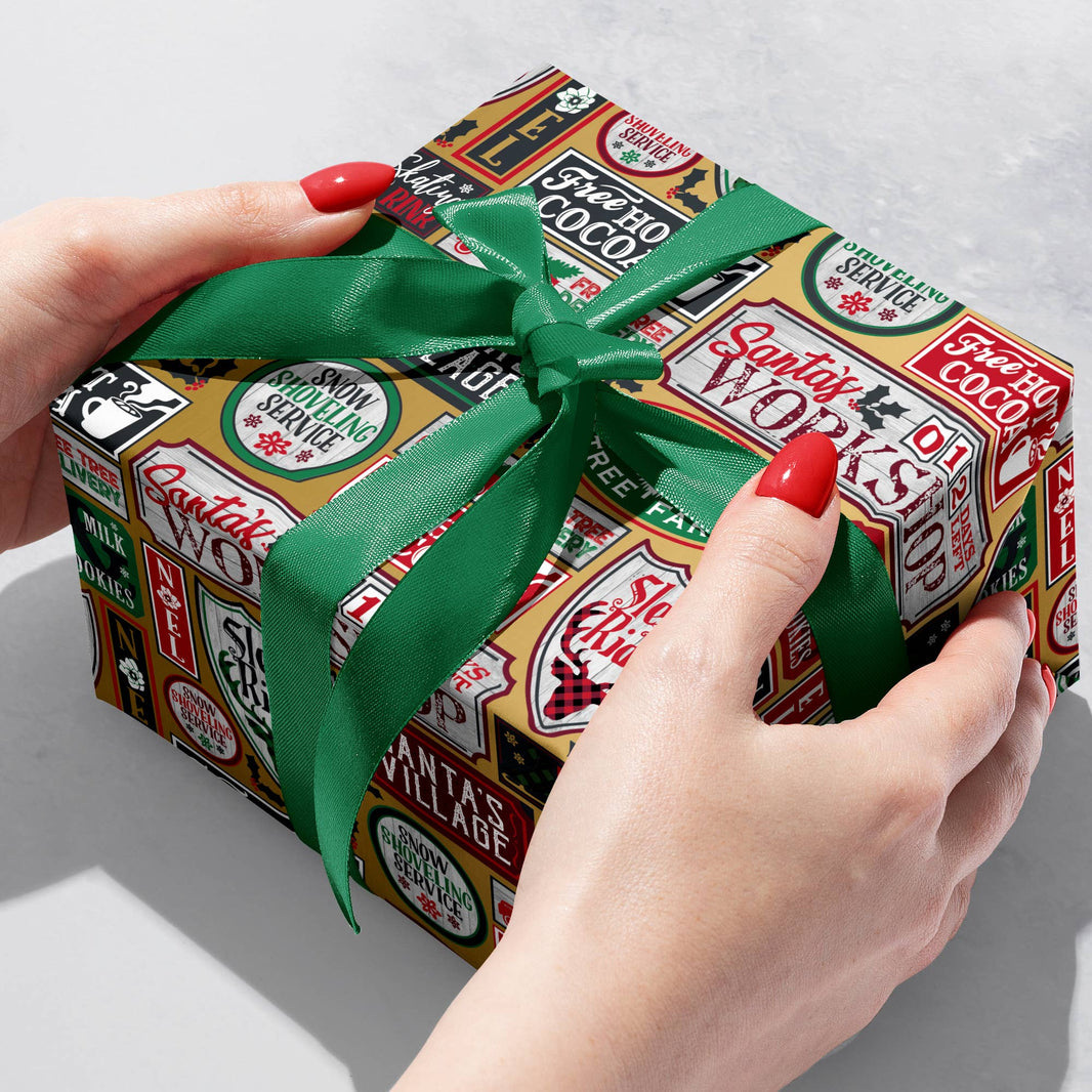 Santa Signs Gift Wrap Jumbo Roll