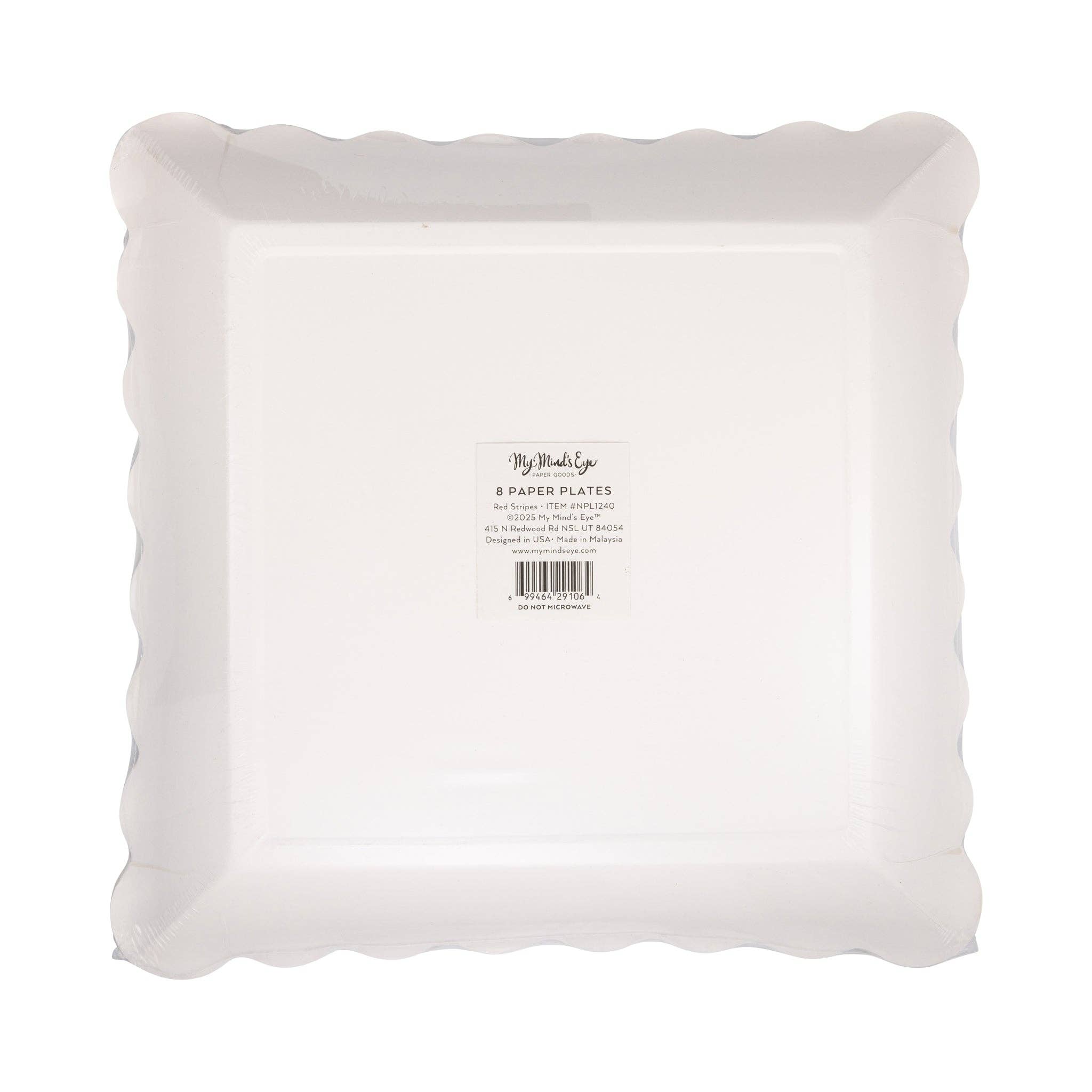 Red Striped Plates - 8CT