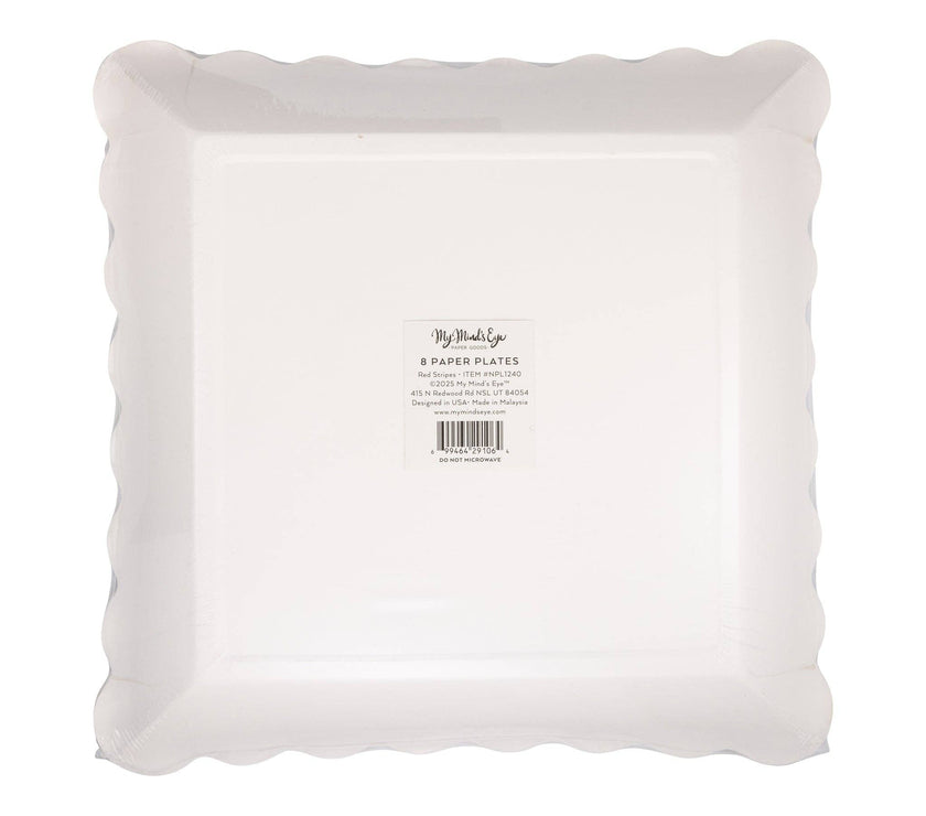 Red Striped Plates - 8CT