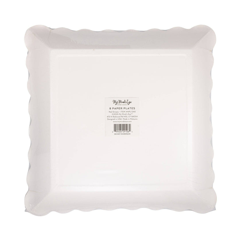 Red Striped Plates - 8CT
