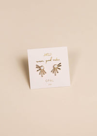 Sun Ray - White Opal - Gold Earrings