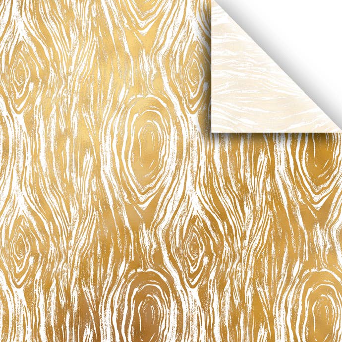 Golden Wood Grain Printed Tissue Paper - 4 Sheets
