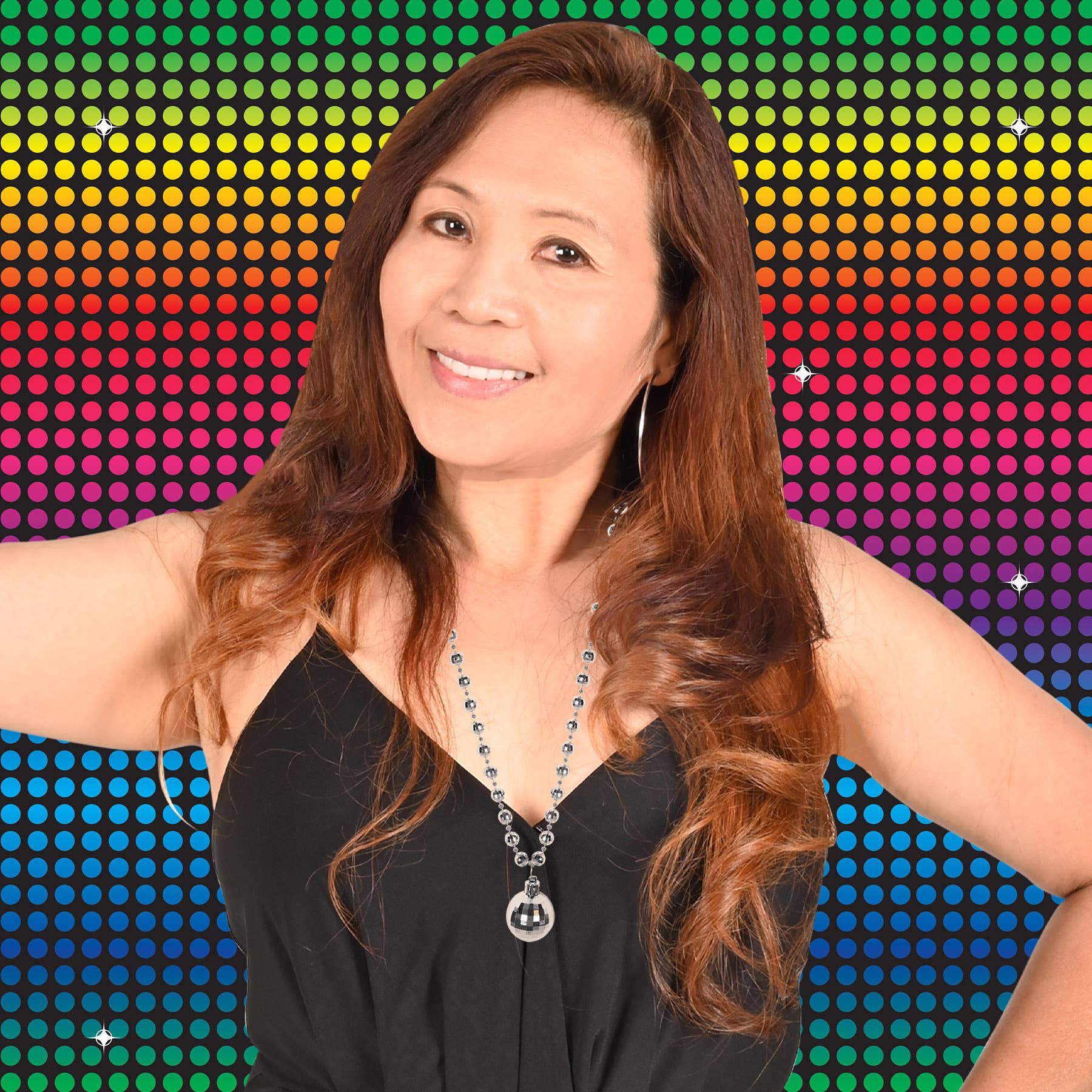 36" Disco Ball Beads w/Disco Ball Medallion