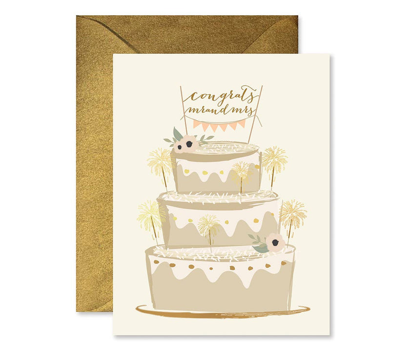Sparkler Cake Wedding Greeting Card