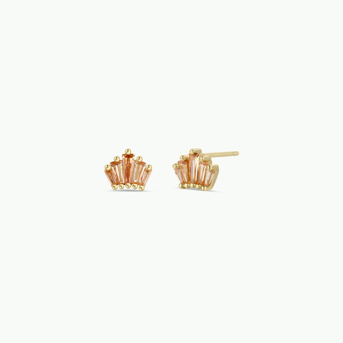 Champagne Baguette Crown Earrings - 18k Gold Plated