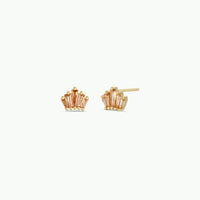 Champagne Baguette Crown Earrings - 18k Gold Plated