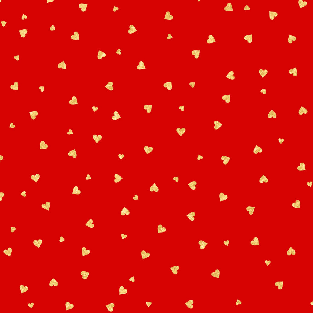 Gold Red Hearts Gift Wrap Roll