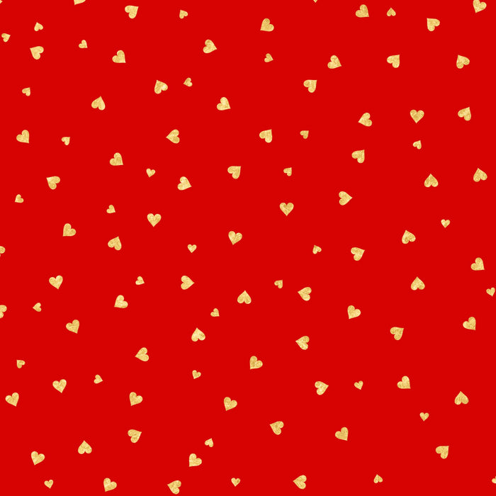 Gold Red Hearts Gift Wrap Roll