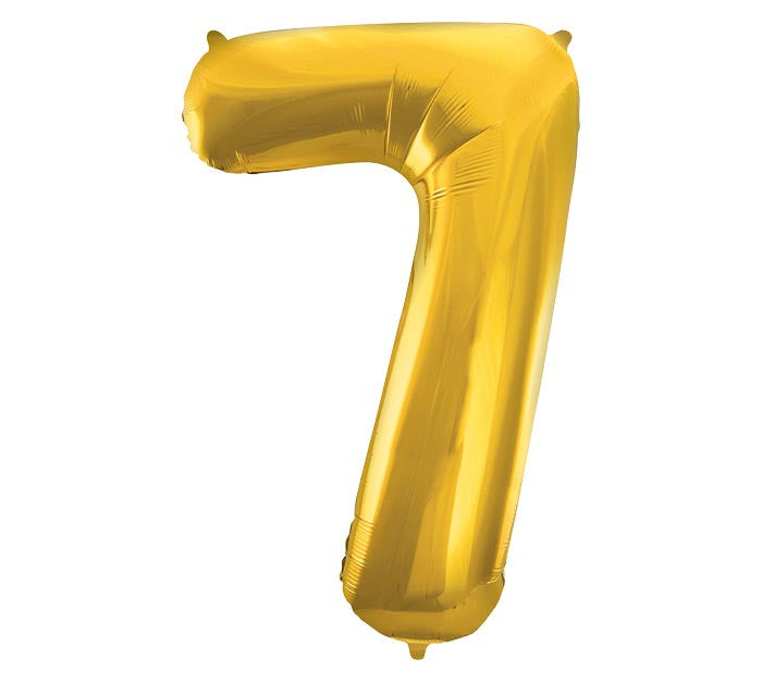 Number 7 Gold 34" Mylar Balloon