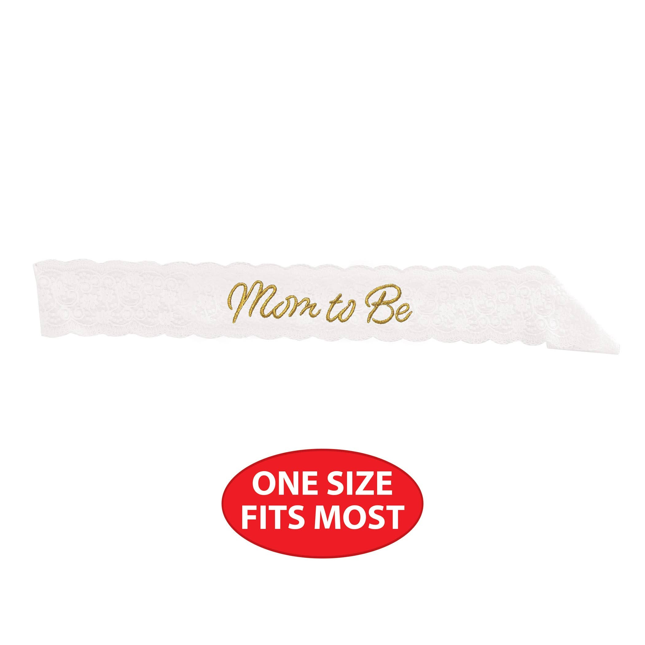 White "Mom to Be" Lace Sash