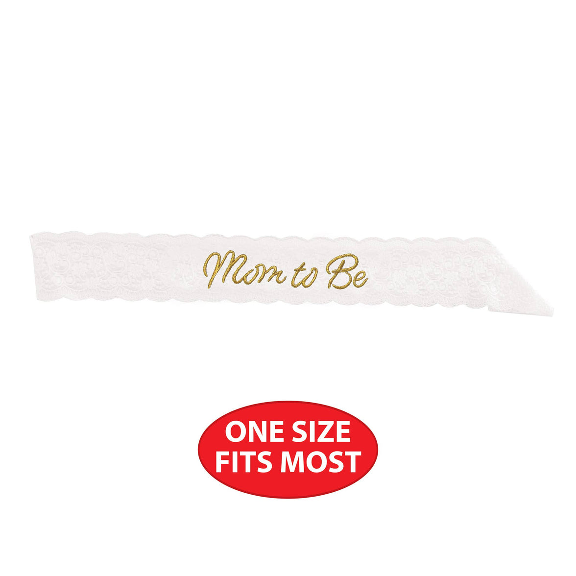 White "Mom to Be" Lace Sash