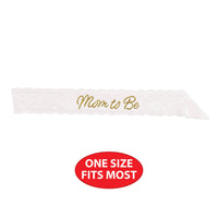 White "Mom to Be" Lace Sash