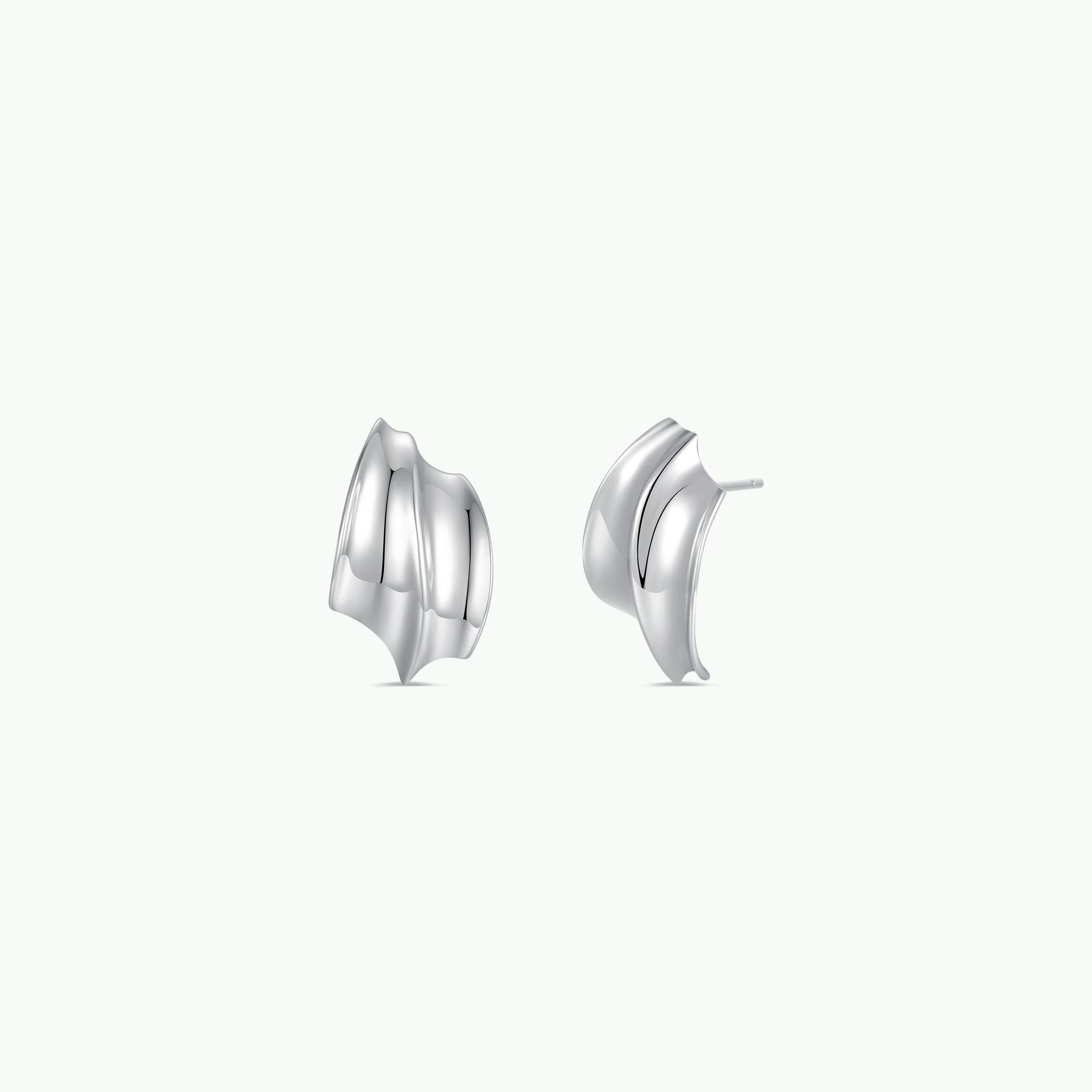 Silver - Bold Wave - Earrings