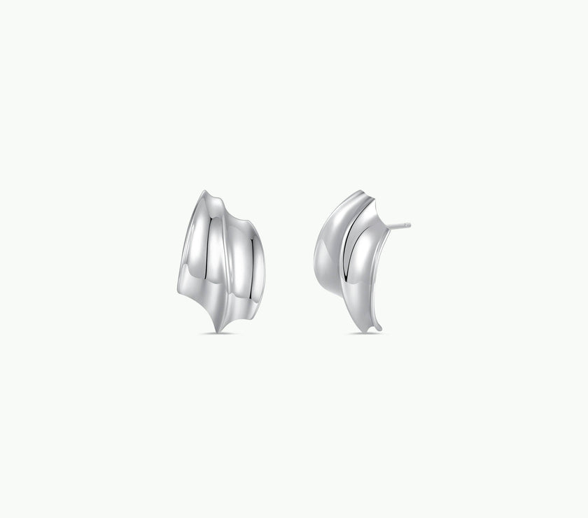 Silver - Bold Wave - Earrings