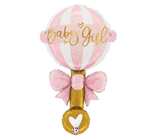 Baby Girl Rattle Shape 35" Mylar Balloon
