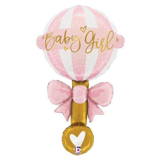 Baby Girl Rattle Shape 35" Mylar Balloon