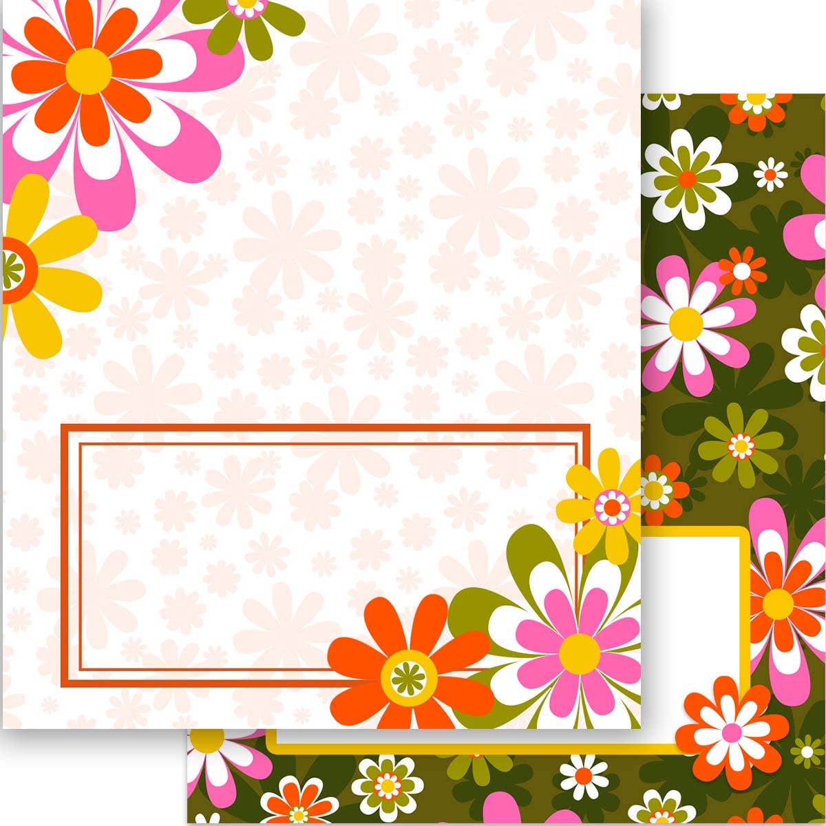 Groovy Flower Retro Double Sided Folded Place Cards - Boxed Set of 12
