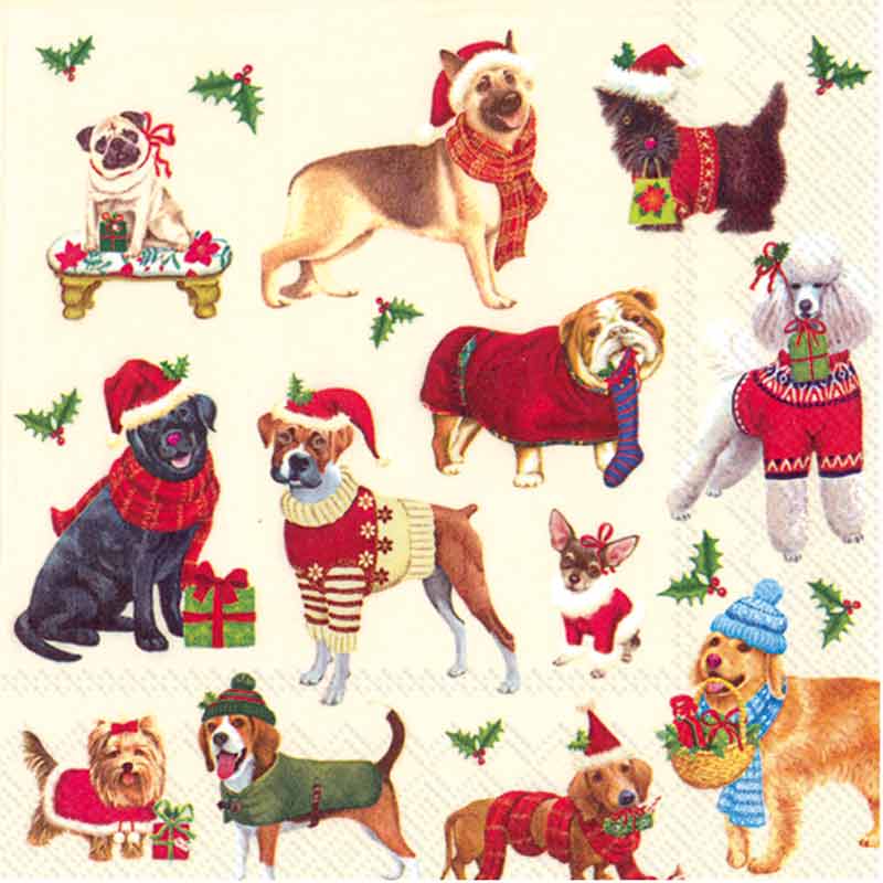 Christmas Dogs Paper Cocktail Napkins - 20CT