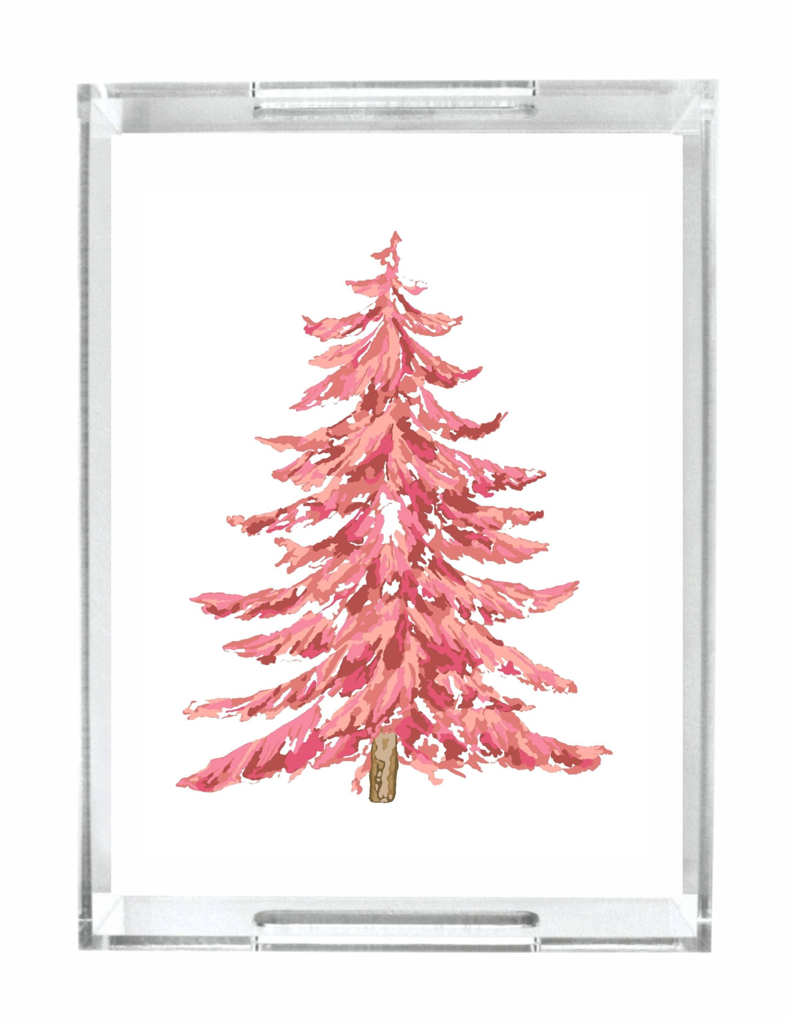 Pink Tree Acrylic Serving Tray - 8.5"x11"