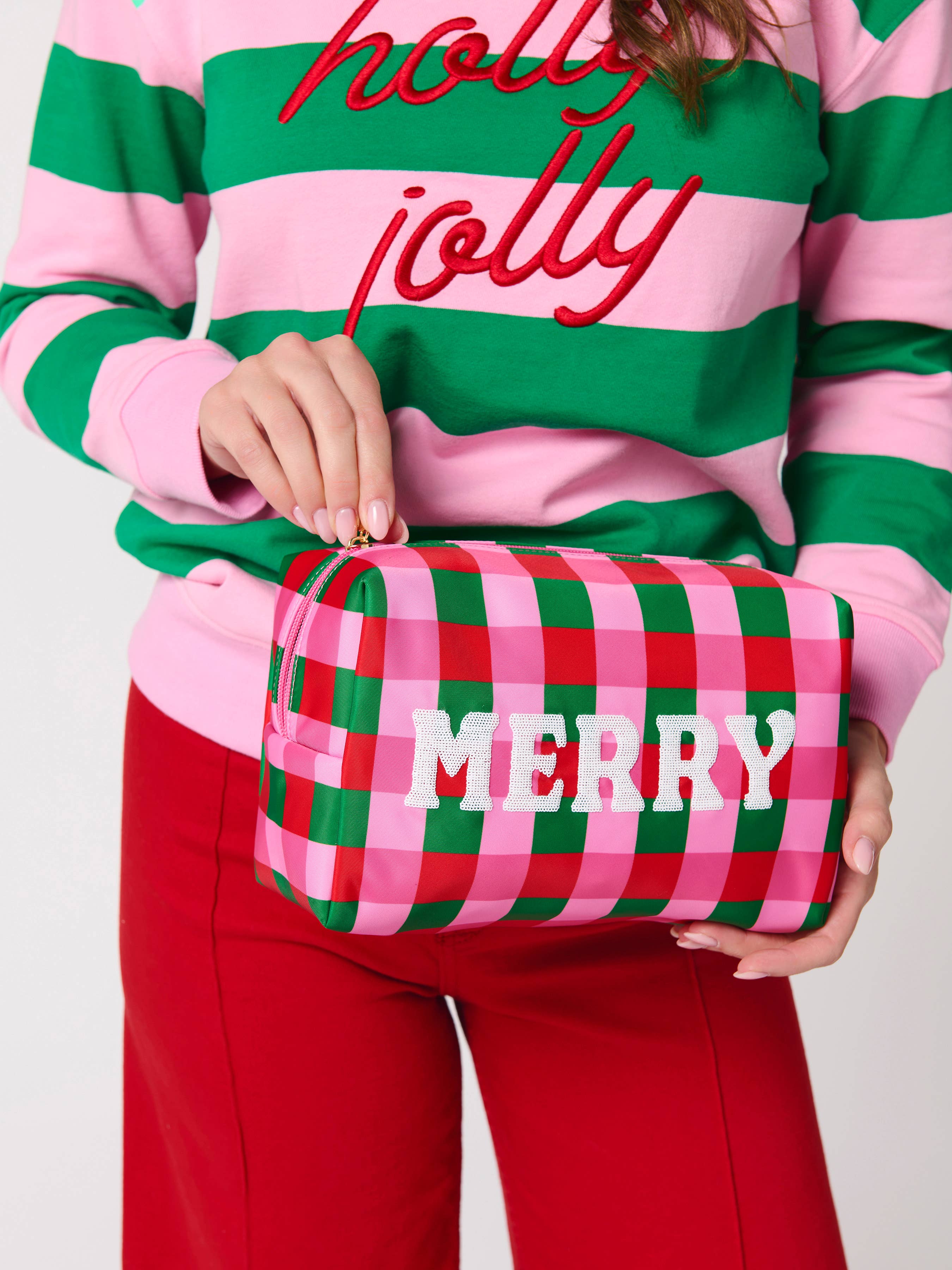Cara Checkered 'Merry' Zip Pouch