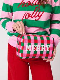 Cara Checkered 'Merry' Zip Pouch