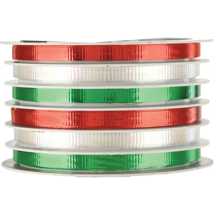 Red, Pearl White & Green Ribbon