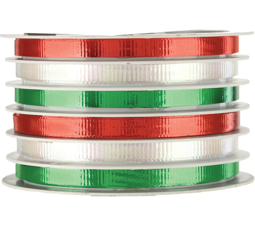 Red, Pearl White & Green Ribbon