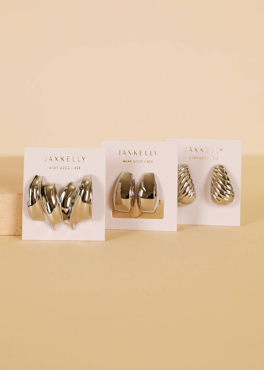 Silver - Bold Wave - Earrings