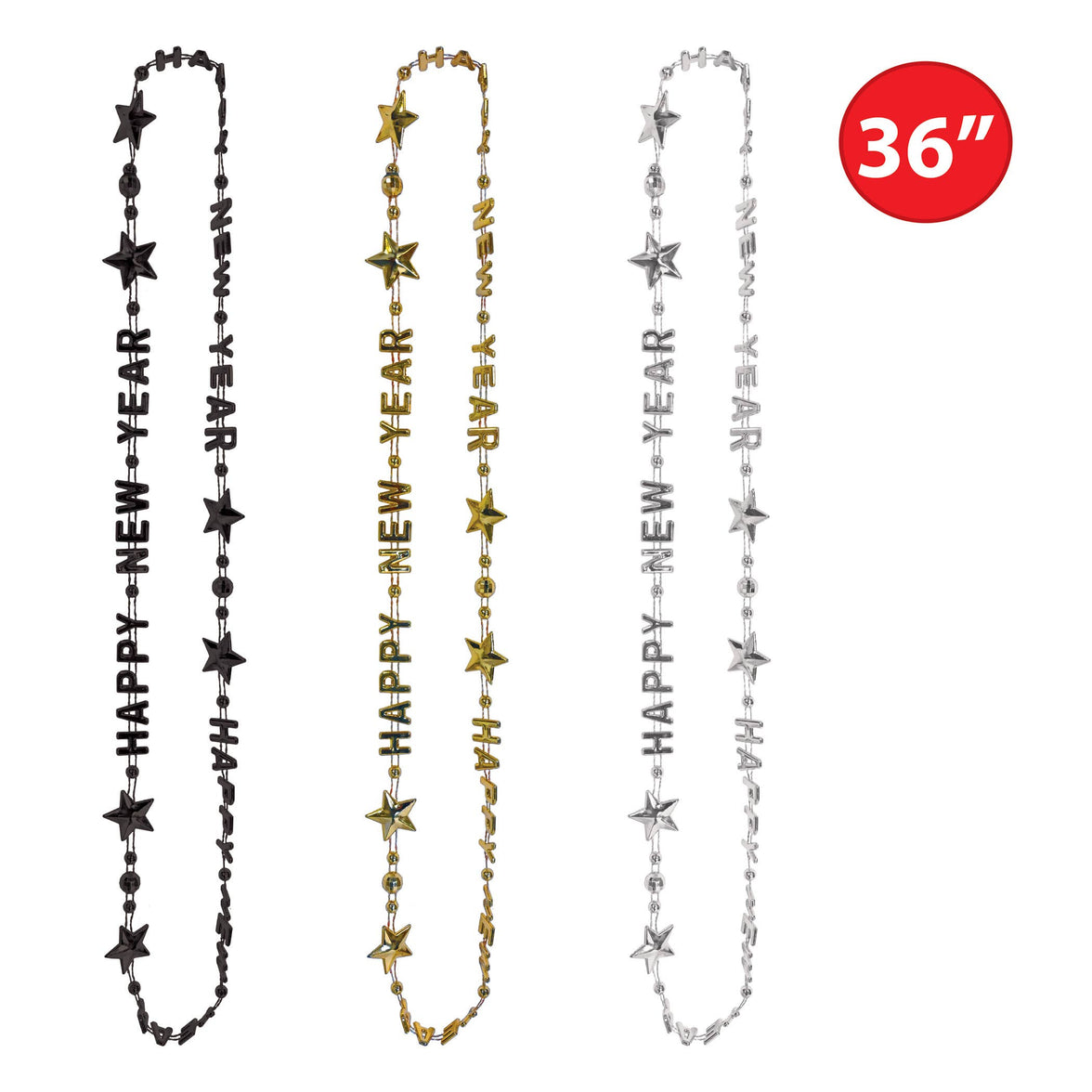 Black, Gold, and Silver Happy New Year Beads-Of-Expression