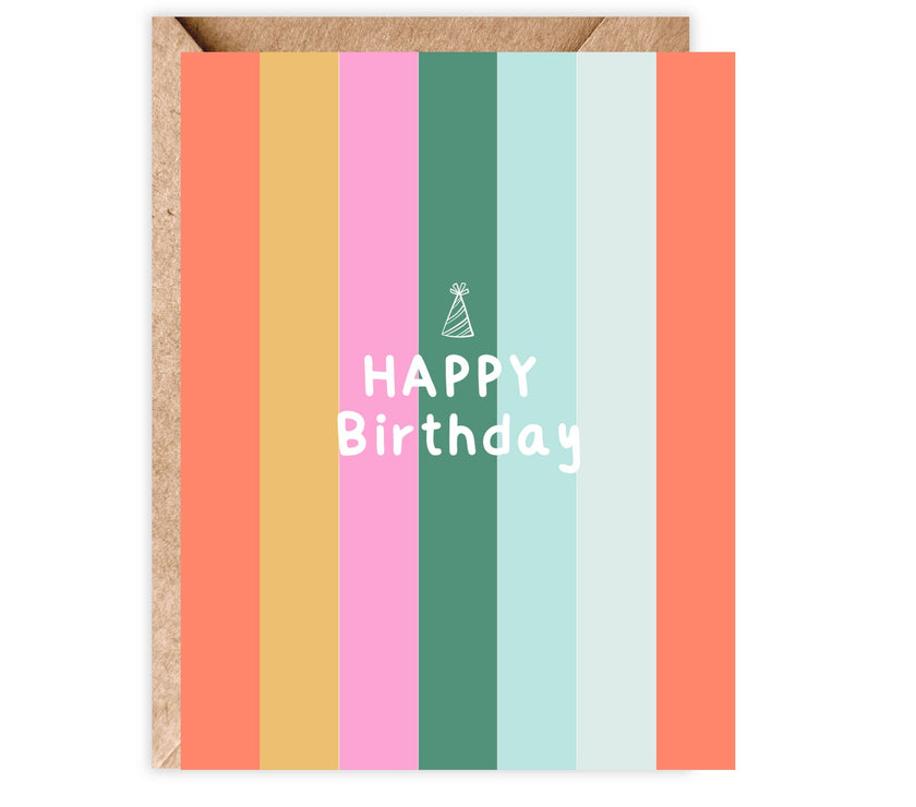 Rainbow Lines Happy Birthday Card