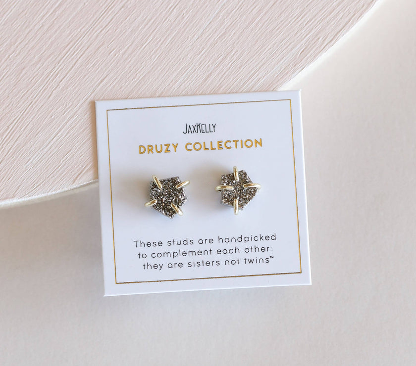 Druzy Prong - Silver - Earrings