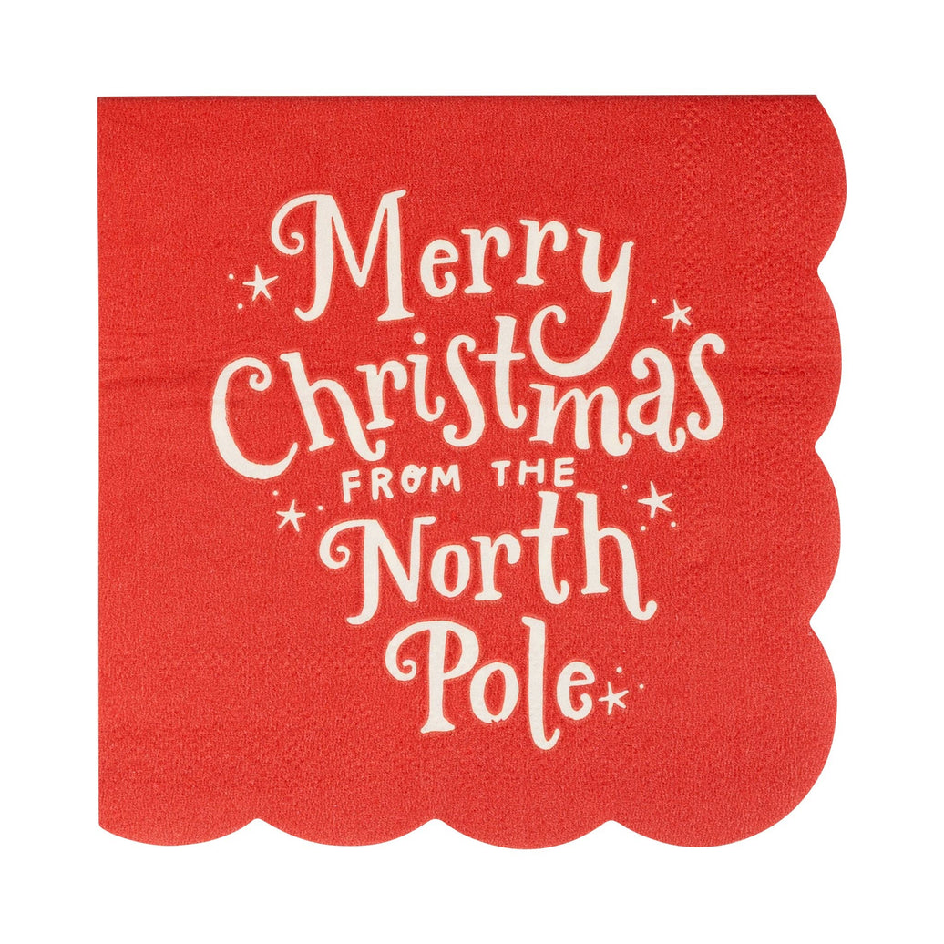 Merry Christmas North Pole Cocktail Napkins - 24CT