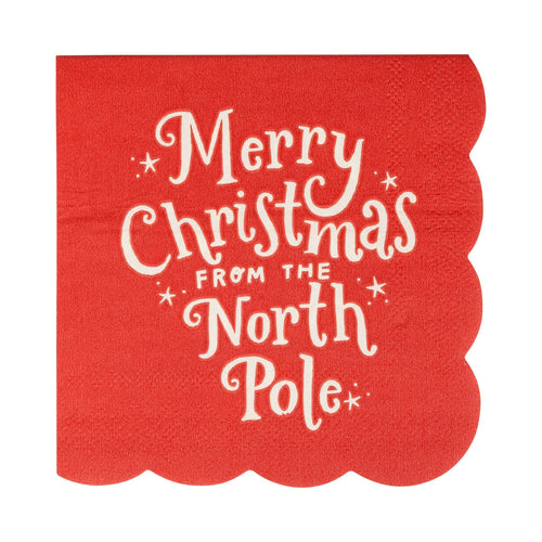 Merry Christmas North Pole Cocktail Napkins - 24CT