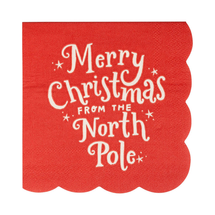 Merry Christmas North Pole Cocktail Napkins - 24CT