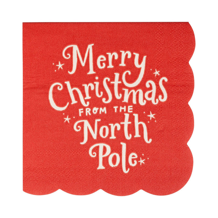 Merry Christmas North Pole Cocktail Napkins - 24CT
