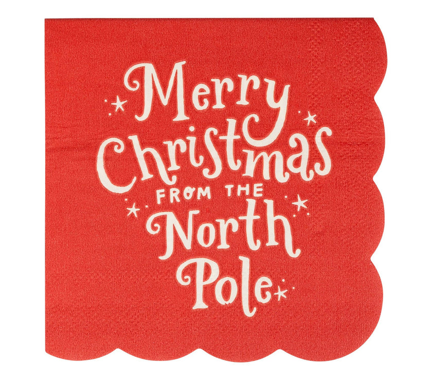 Merry Christmas North Pole Cocktail Napkins - 24CT