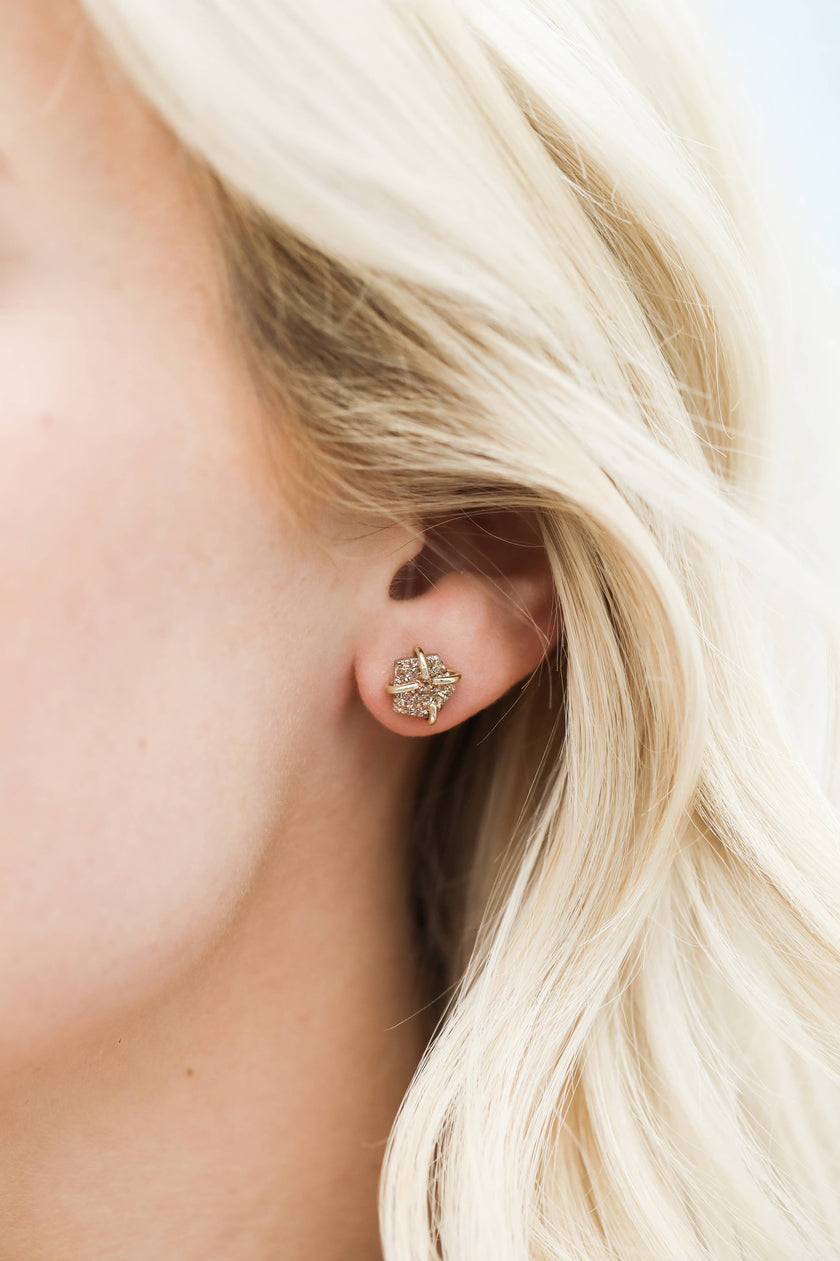 Druzy Prong - Rose Gold - Gold Earrings