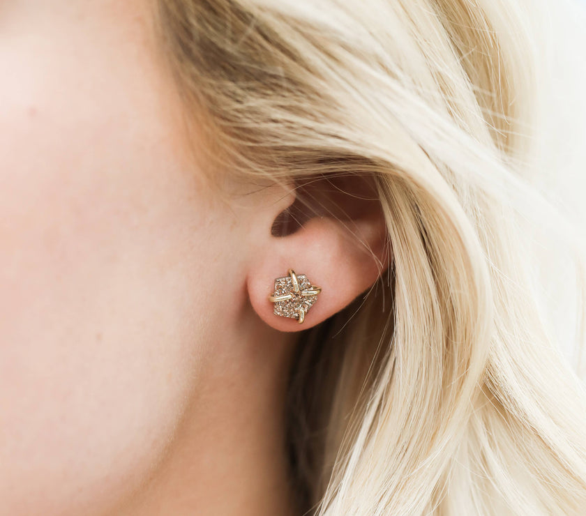 Druzy Prong - Rose Gold - Gold Earrings