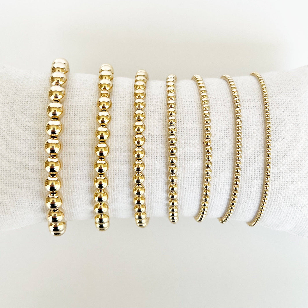 14k Gold Filled Beaded Bracelet: 4mm, size 7"