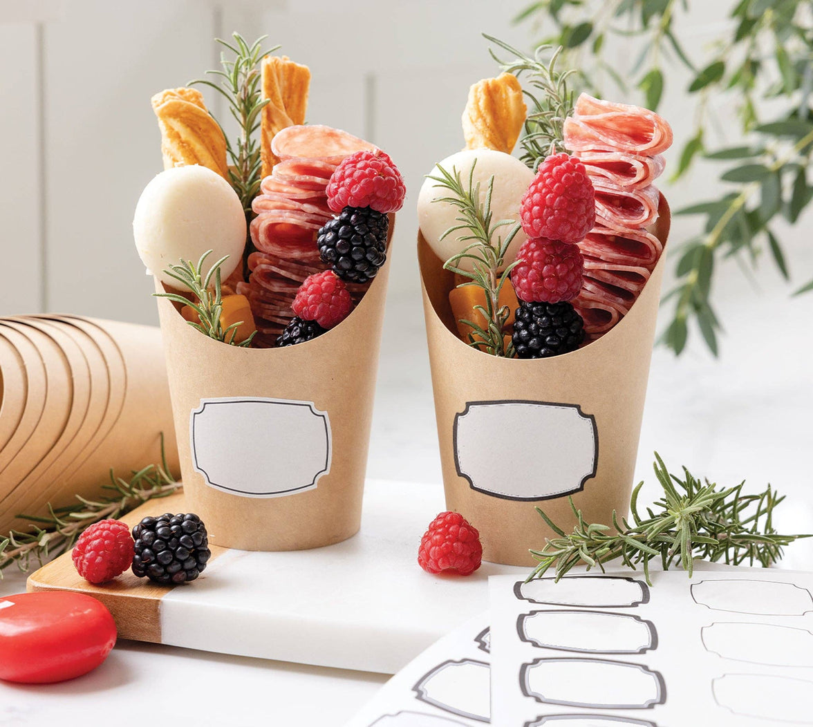 Kraft Charcuterie Cups with Sticker Labels - 24CT