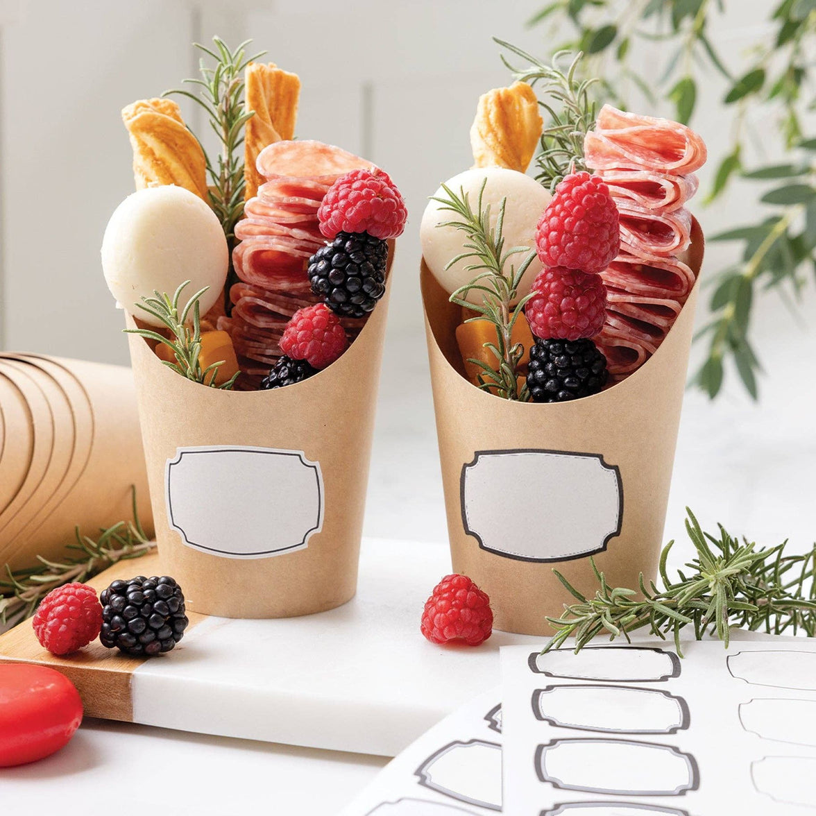 Kraft Charcuterie Cups with Sticker Labels - 24CT