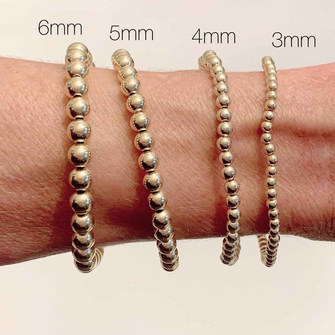 14k Gold Filled Beaded Bracelet: 4mm, size 7"