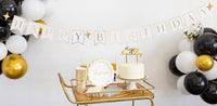 Gold and White Happy Birthday Banner