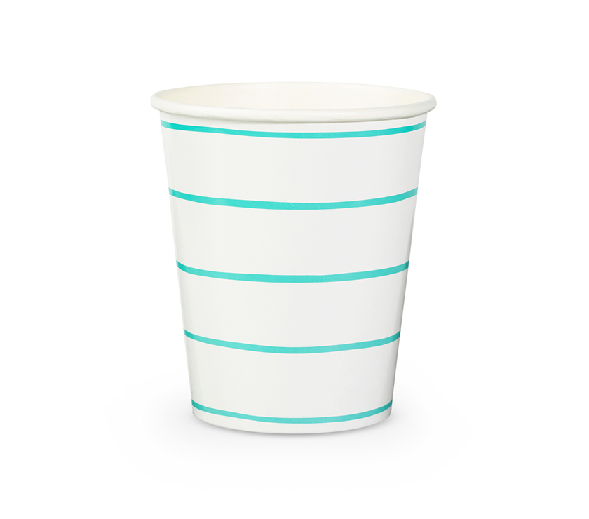Frenchie Clover Green Striped 9 oz Cups 8CT