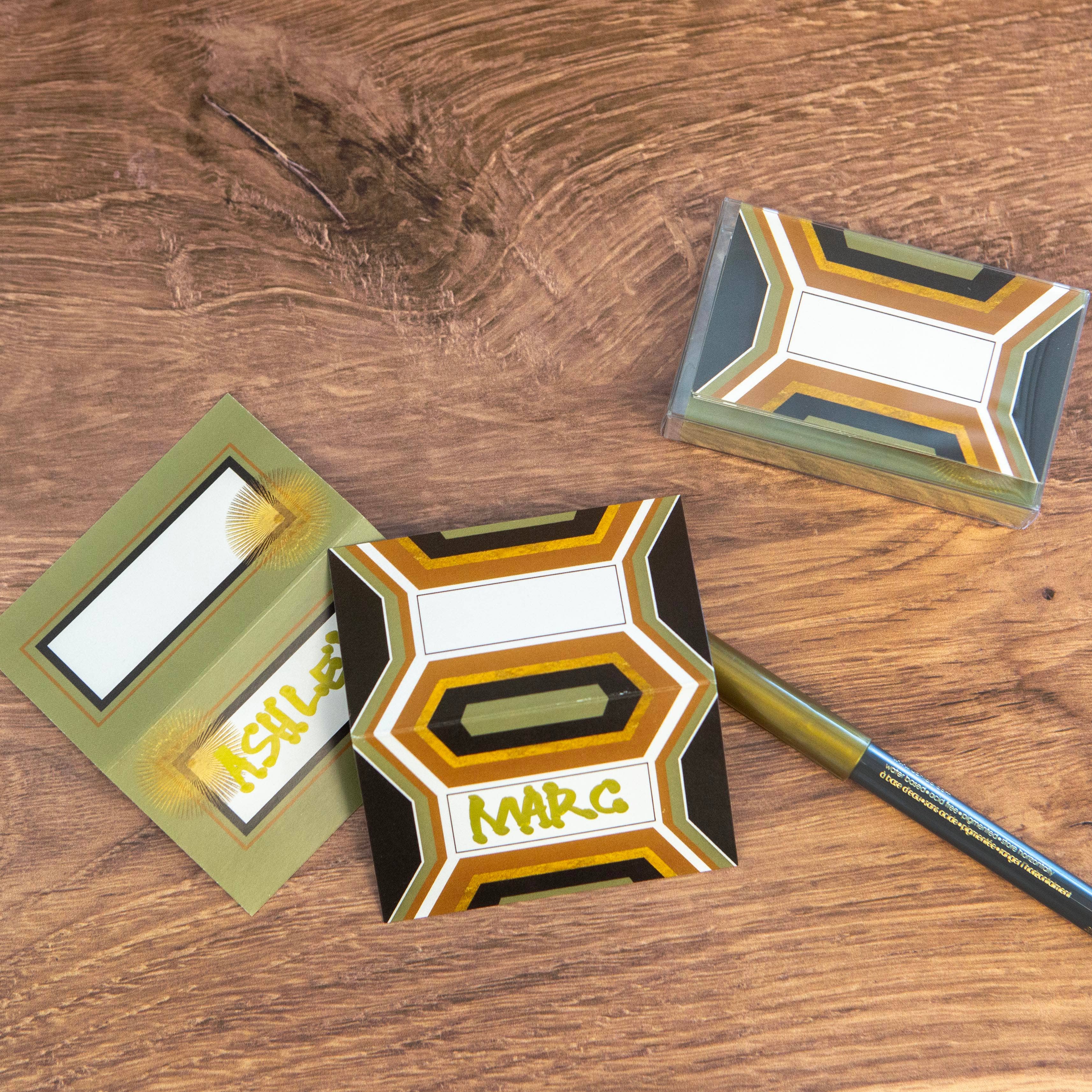 Hexagon and Star Double Sided Place Cards - Boxed Set of 12