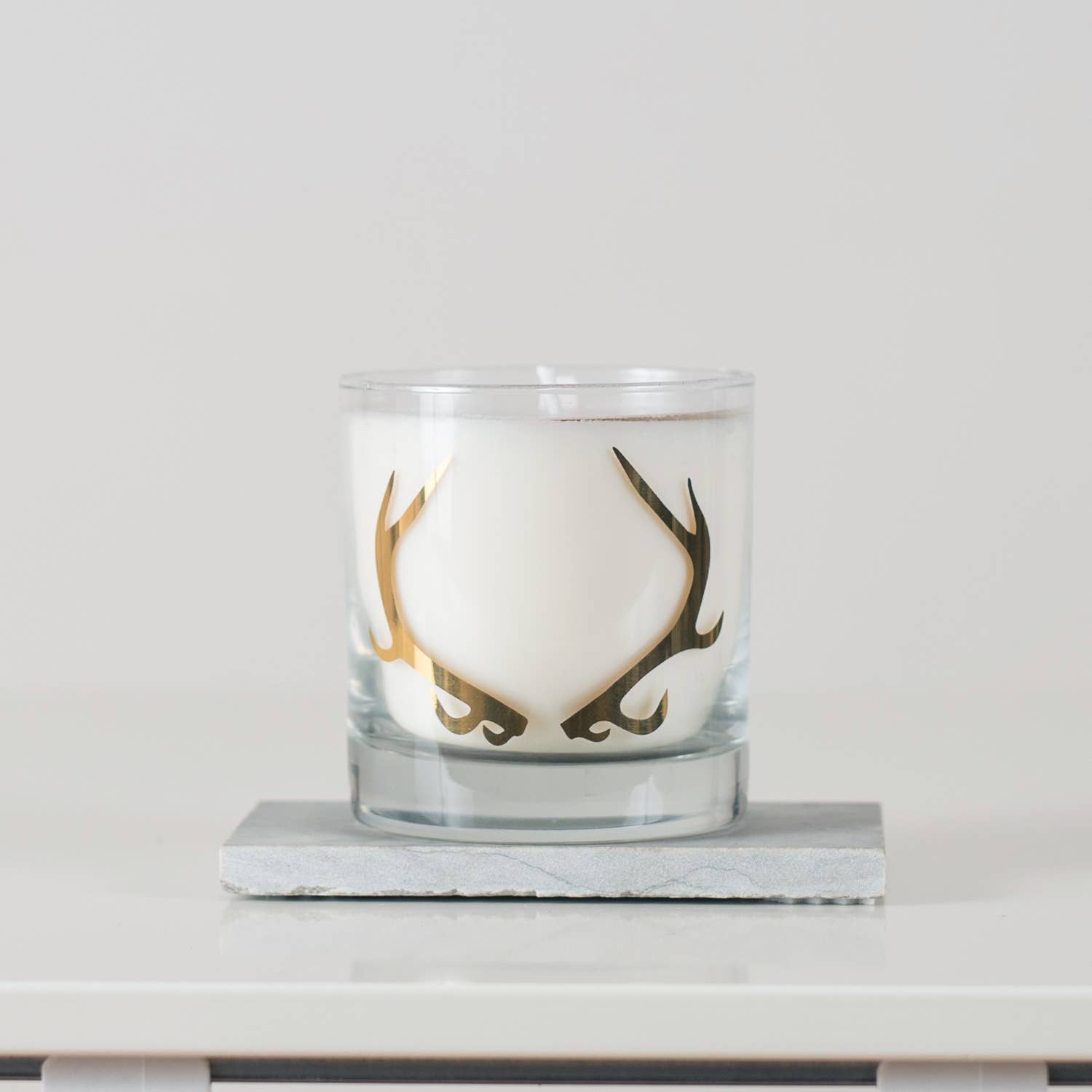 Mountain Pine Scented Antler Soy Candle w/ 20K Gold Screen Print