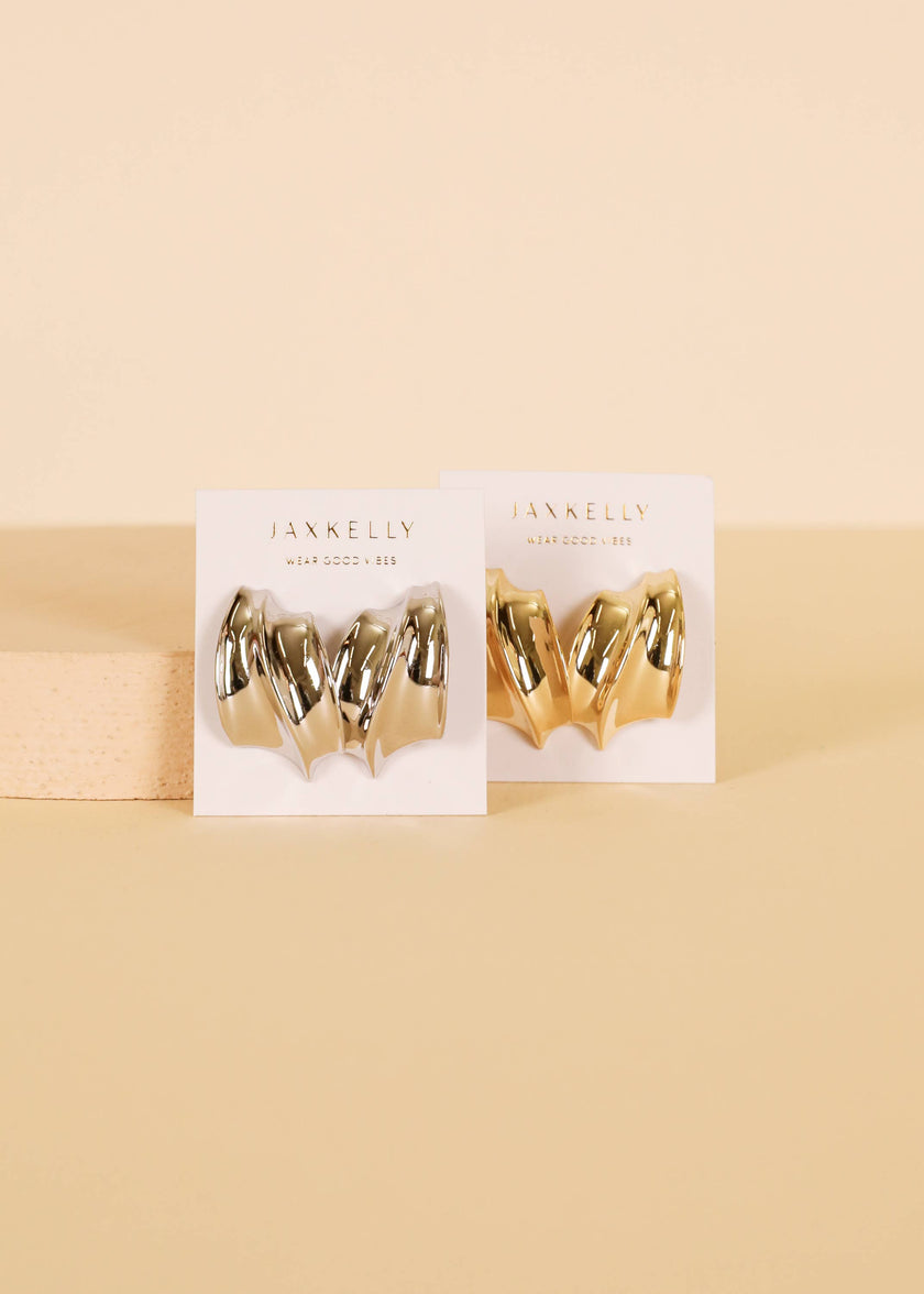 Silver - Bold Wave - Earrings