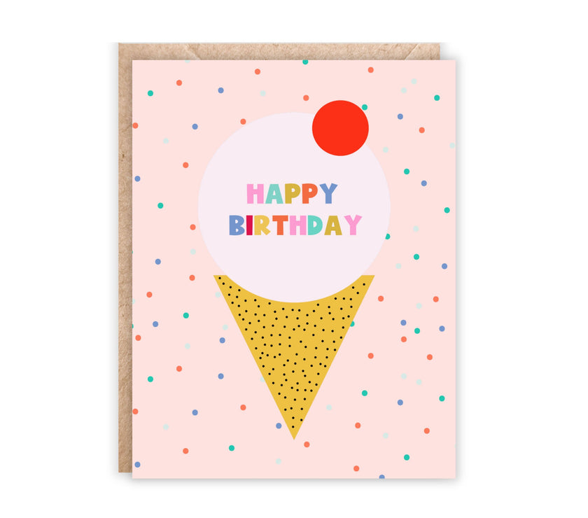 Ice Cream Cone Happy Birthday Card