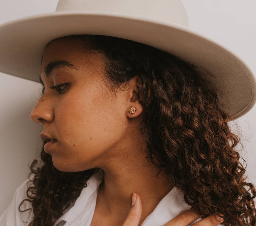 Druzy Prong - Rose Gold - Gold Earrings