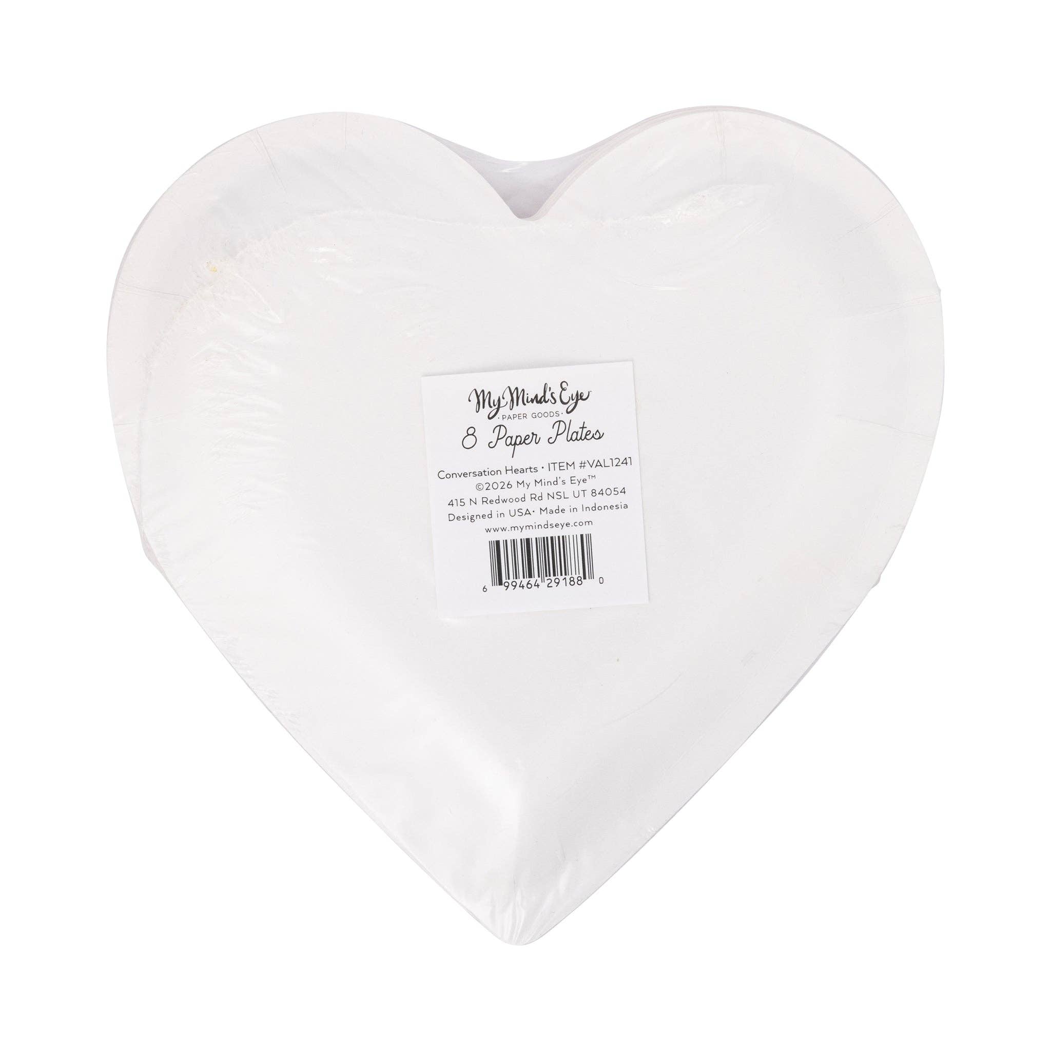 Conversation Heart Shaped Paper Plates - 8CT
